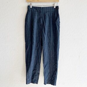 BRUNELLO CUCINELLI mid grey pinstripe linen/wool pants